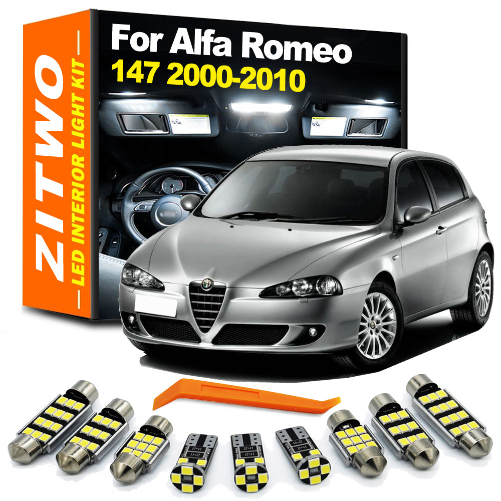 AutoGlowLED 10Pcs LED Interior Light Kit for Alfa Romeo 147 2000-2010 Canbus