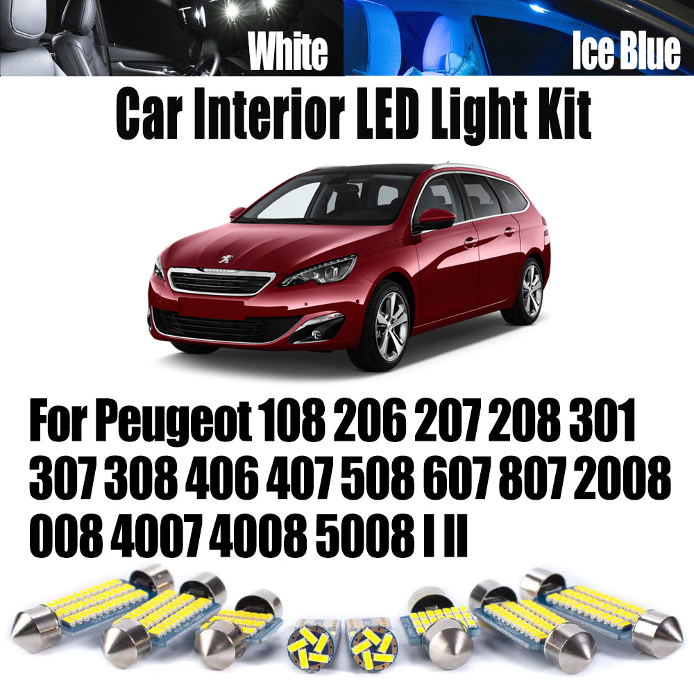 AutoGlowLED Car LED Interior Light Kit for Peugeot 108 206 207 208 301 307 308 406 407 508 607 807 2008 3008 4007 4008 5008