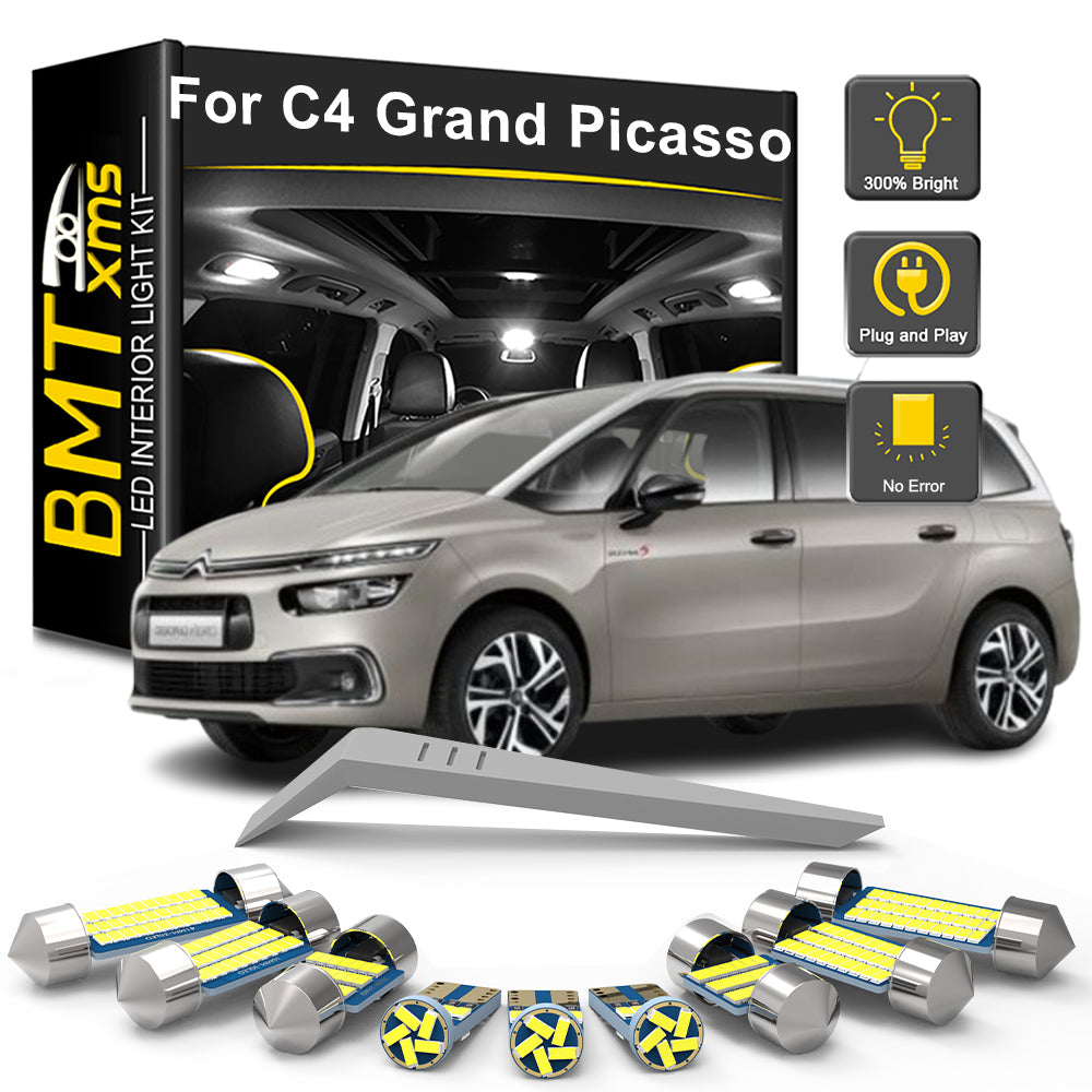 AutoGlowLED LED Interior Dome Map Light Kit for Citroen C4 Picasso Grand Picasso 2007-2020