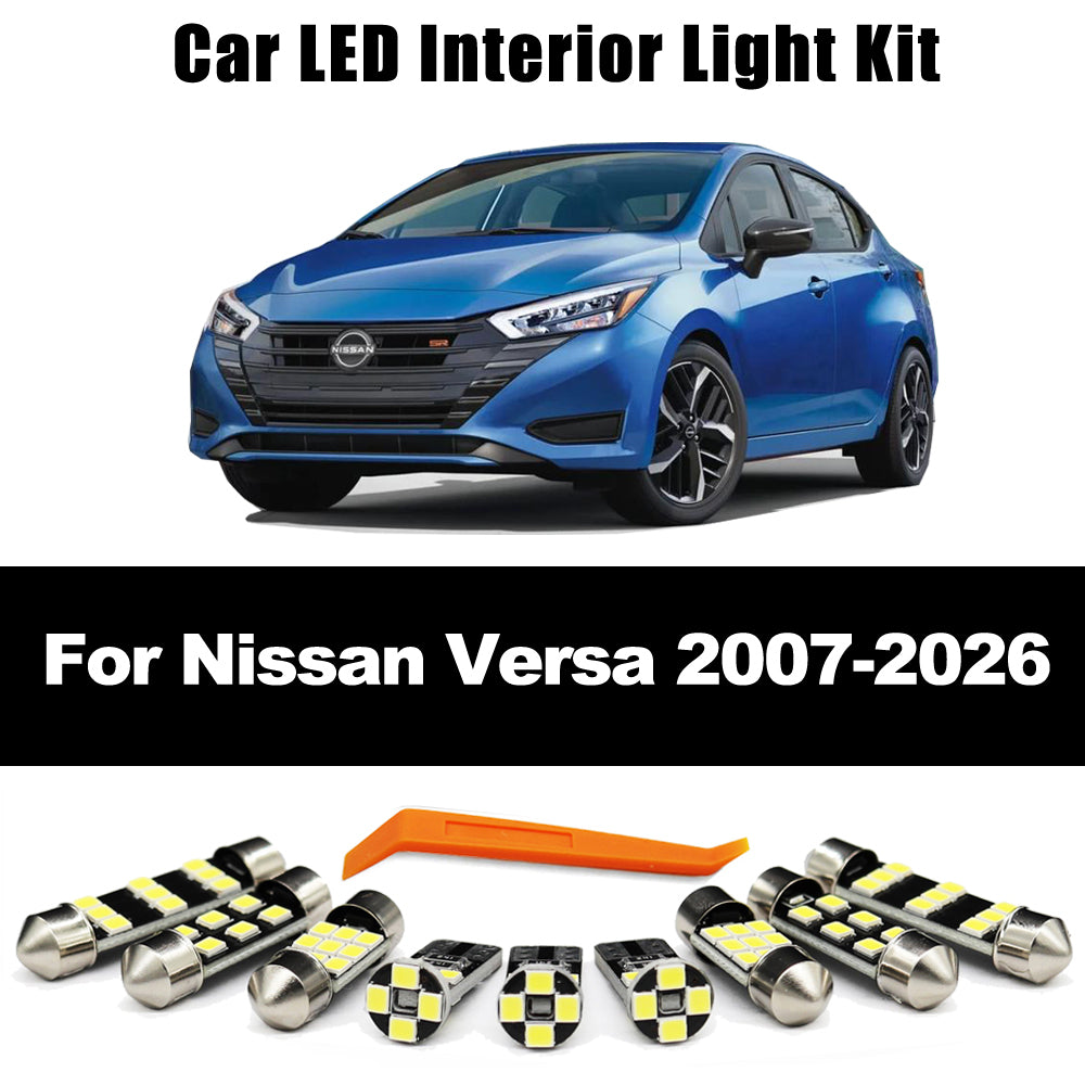 AutoGlowLED LED Interior Light Kit for Nissan Versa 2007-2026 Dome Map License Plate Lights