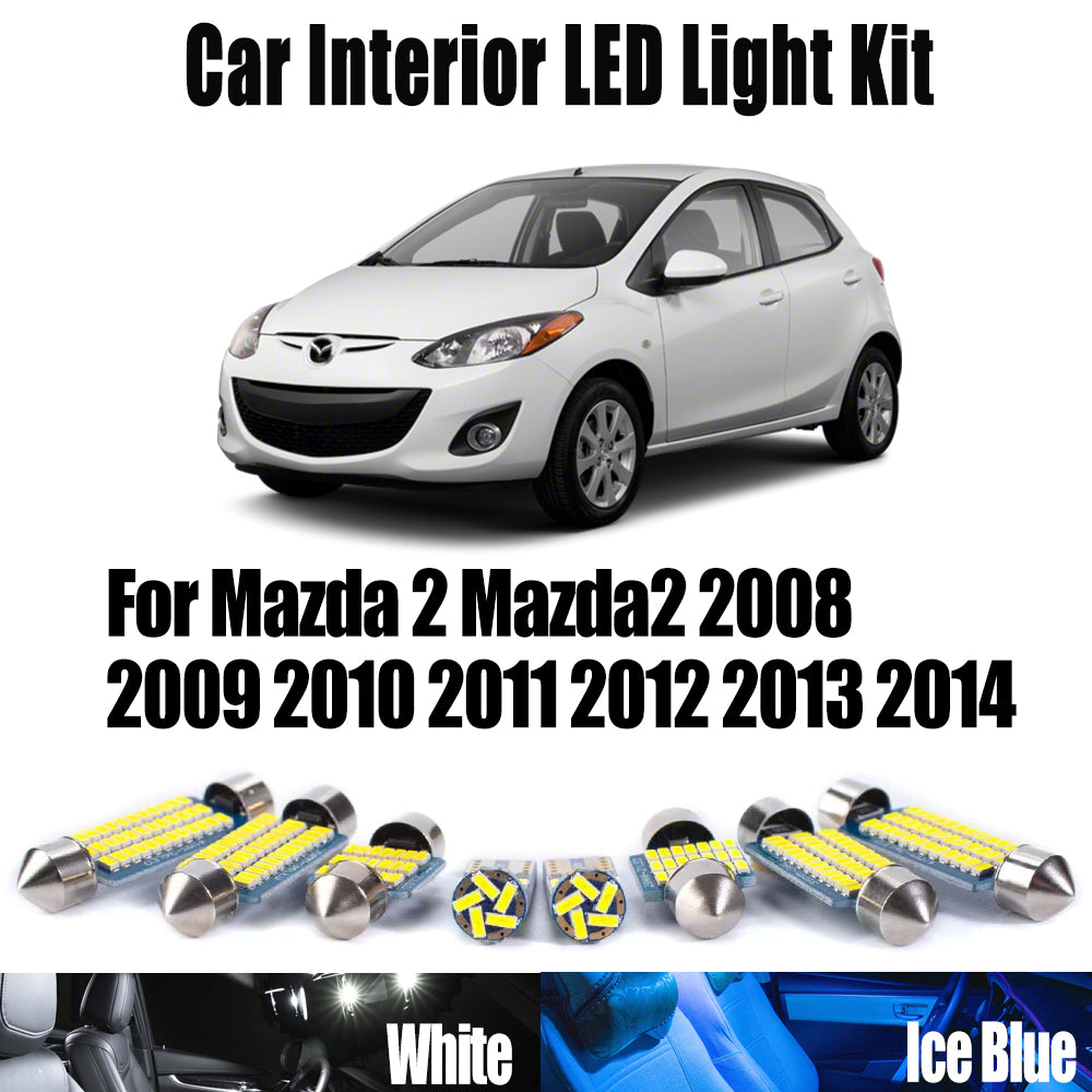 AutoGlowLED 9Pc LED Interior Light Kit for Mazda 2 2008-2014 Canbus No Error