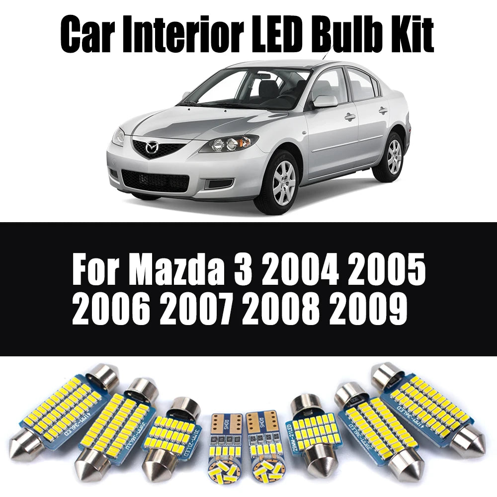 AutoGlowLED 8Pc Canbus LED Interior Light Kit for Mazda 3 2004-2009