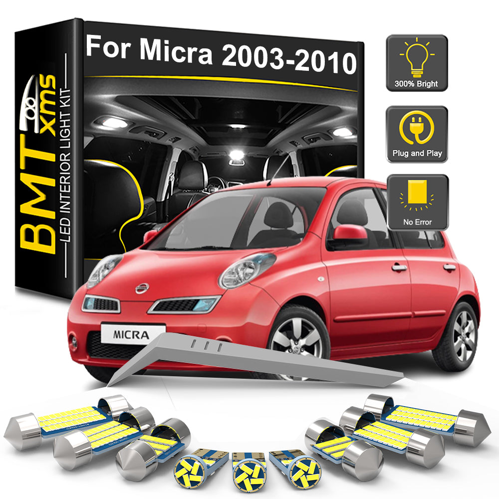 AutoGlowLED 8Pc Canbus LED Interior Light Kit for Nissan Micra K12 2003-2010