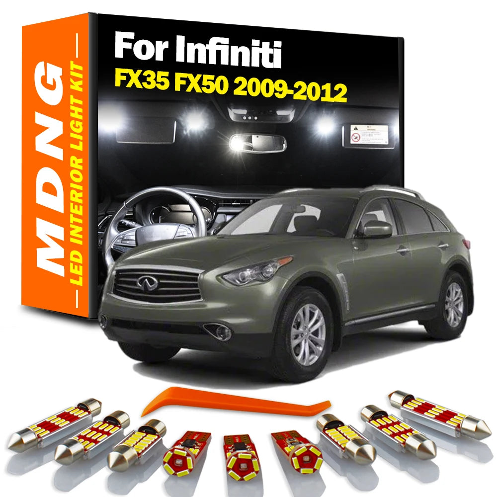 AutoGlowLED 14Pcs Canbus LED Interior Light Kit for Infiniti FX35 FX50 2009-2012 No Error