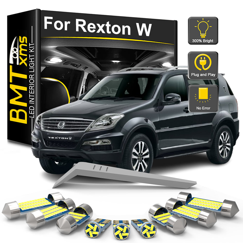 AutoGlowLED 11Pcs Canbus LED Interior Light Kit for Ssangyong Rexton W 2012-2017