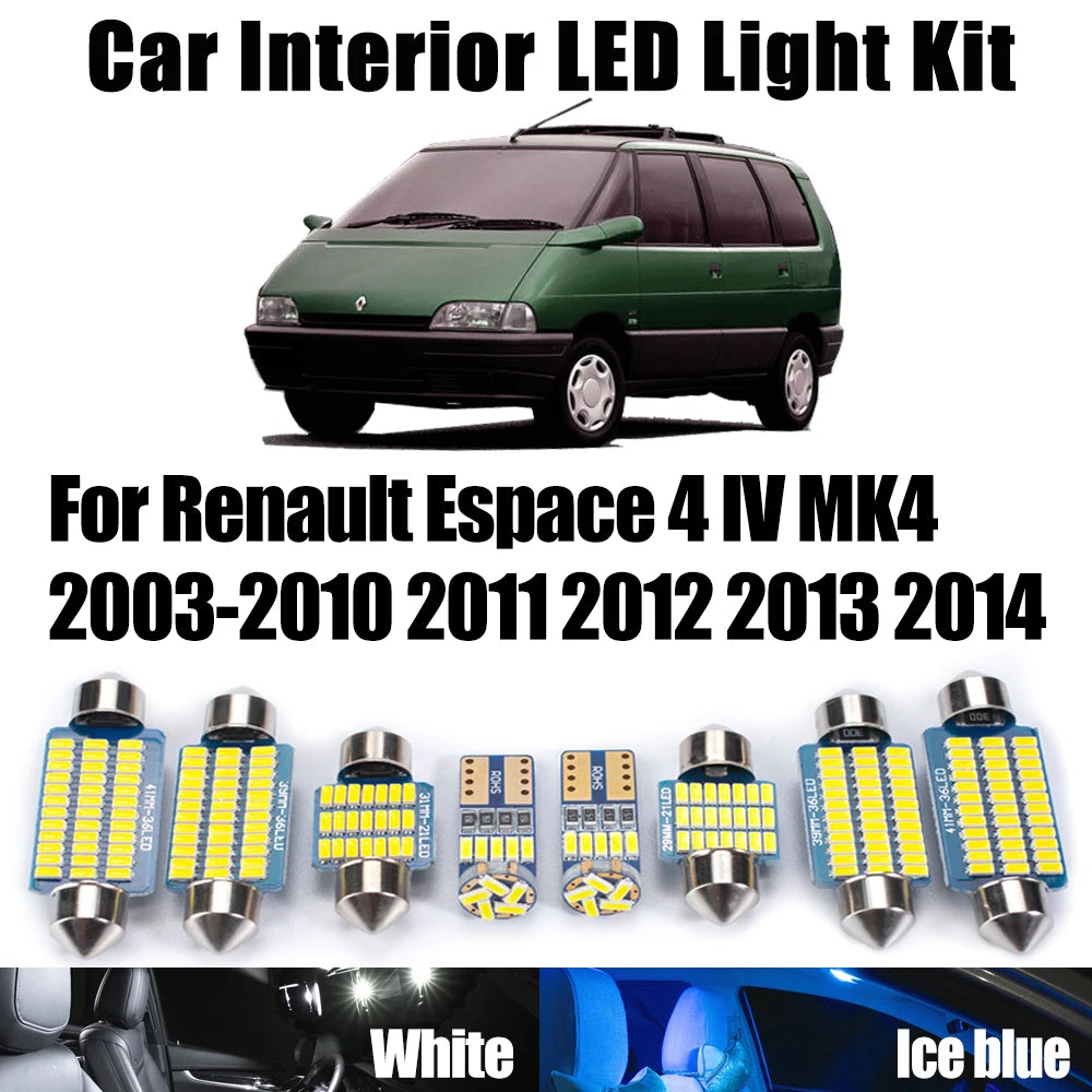 AutoGlowLED Canbus LED Interior Light Kit for Renault Espace 4 IV MK4 2003-2014