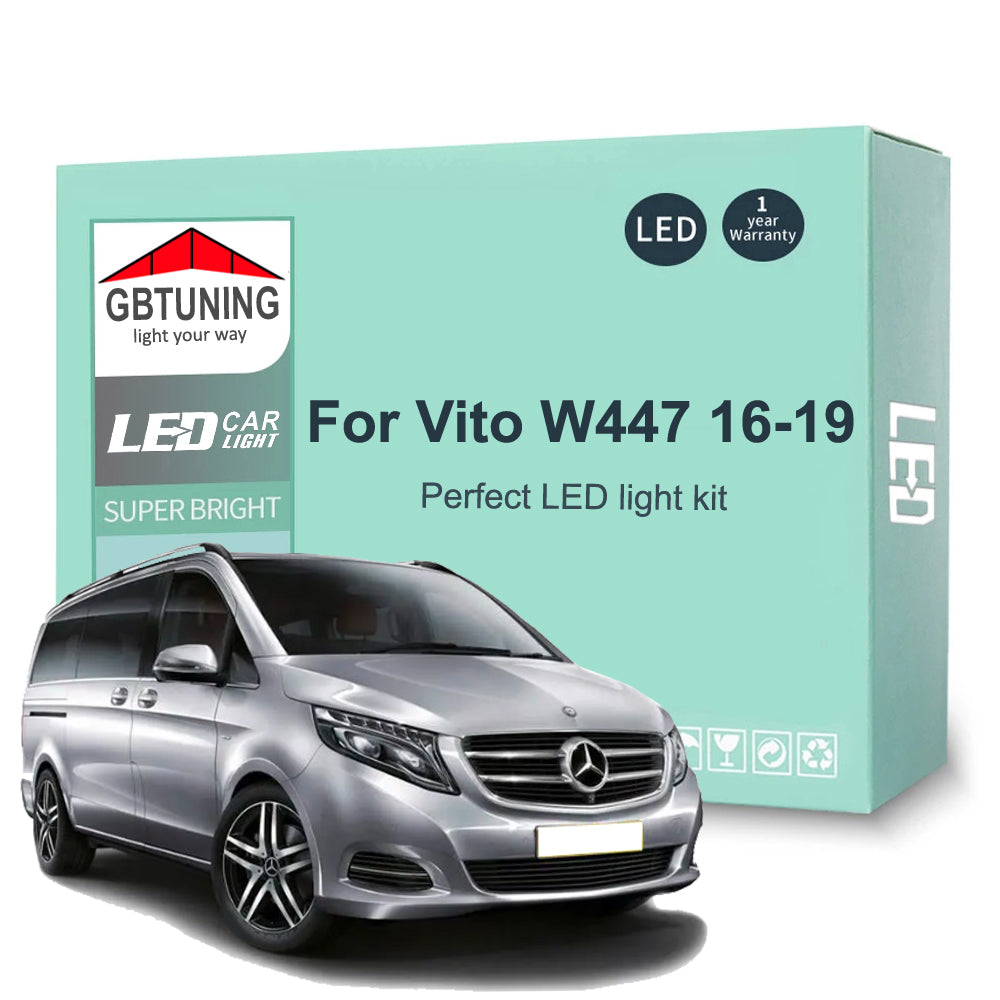 AutoGlowLED 14Pc LED Interior Light Kit for Mercedes Benz Vito W447 2015-2019