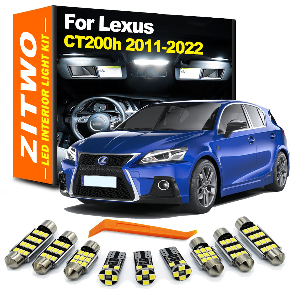 AutoGlowLED 10Pcs LED Interior Light Kit for Lexus CT200h 2011-2022 Dome Map License Plate