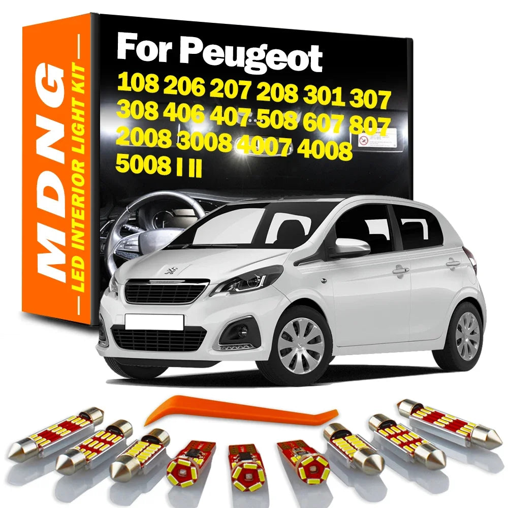 AutoGlowLED Canbus LED Interior Light Kit for Peugeot 108 206 207 208 301 307 308 406 407 508 607 807 2008 3008 4007 4008 5008