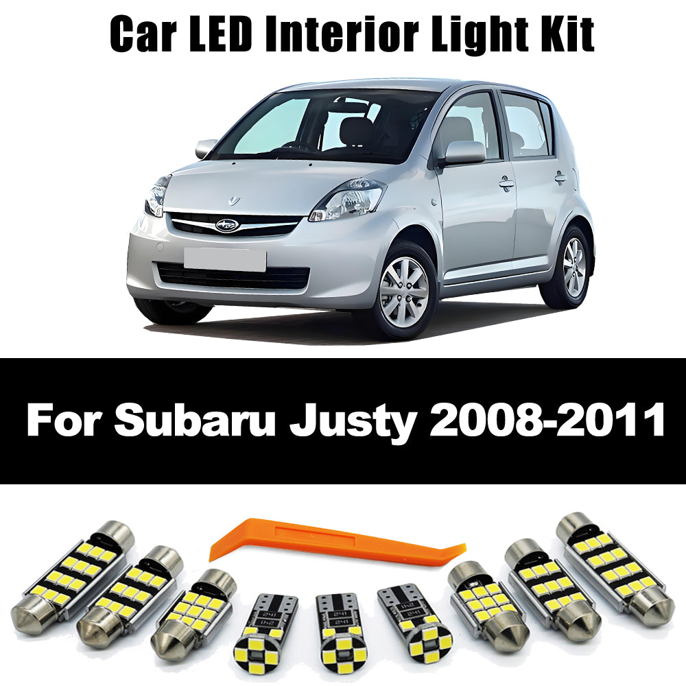 AutoGlowLED 9Pcs Canbus LED Interior Light Kit for Subaru Justy 2008-2011