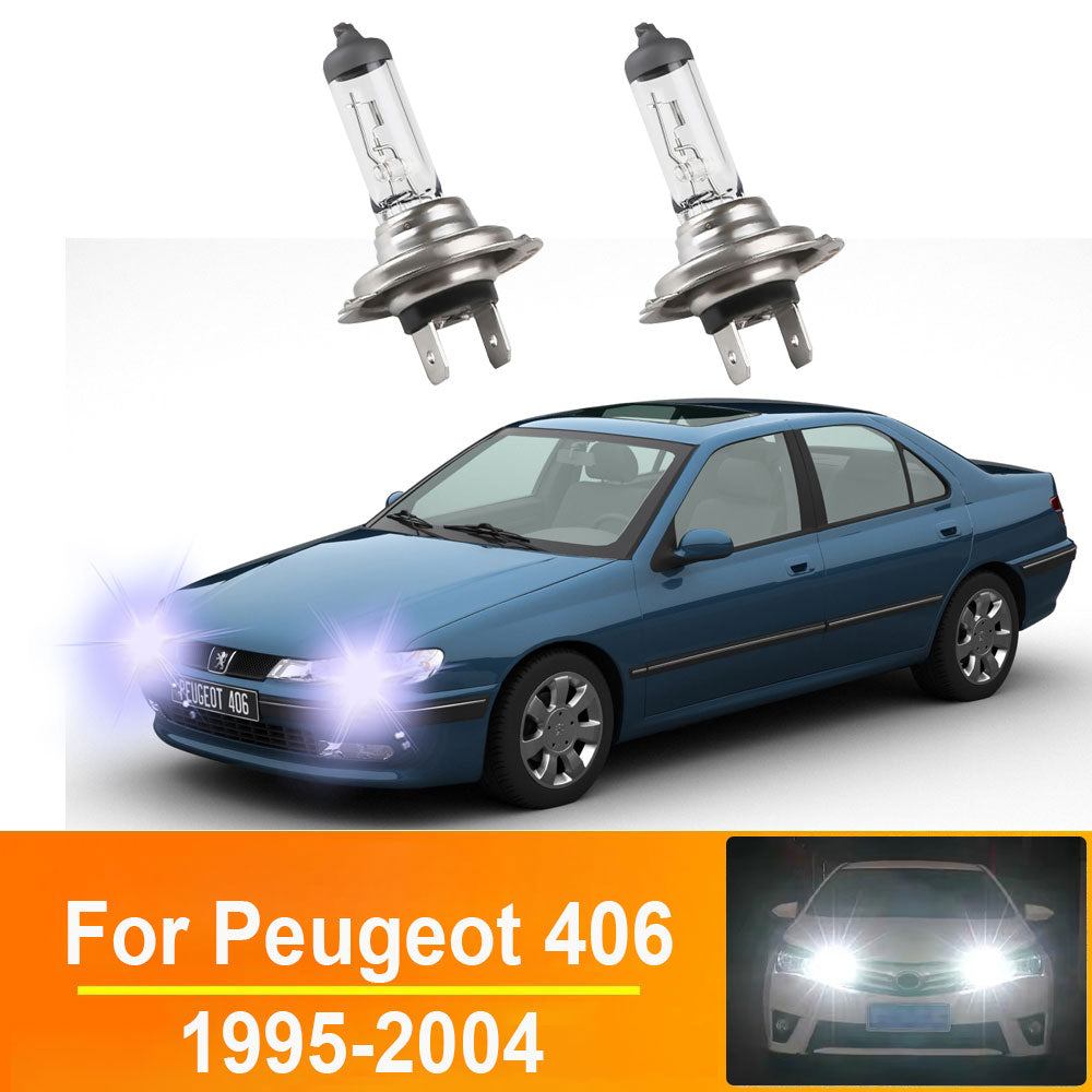 AutoGlowLED H7 Halogen Headlight Bulbs for Peugeot 406 1995-2004, 2PC Canbus