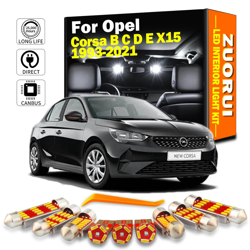 AutoGlowLED Canbus LED Interior Light Kit for Vauxhall Opel Corsa B C D E X15 1993-2021