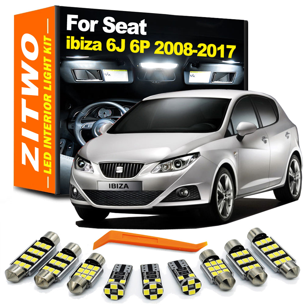 AutoGlowLED 8Pcs Canbus LED Interior Light Kit for Seat Ibiza 6J 6P MK4 2008-2017