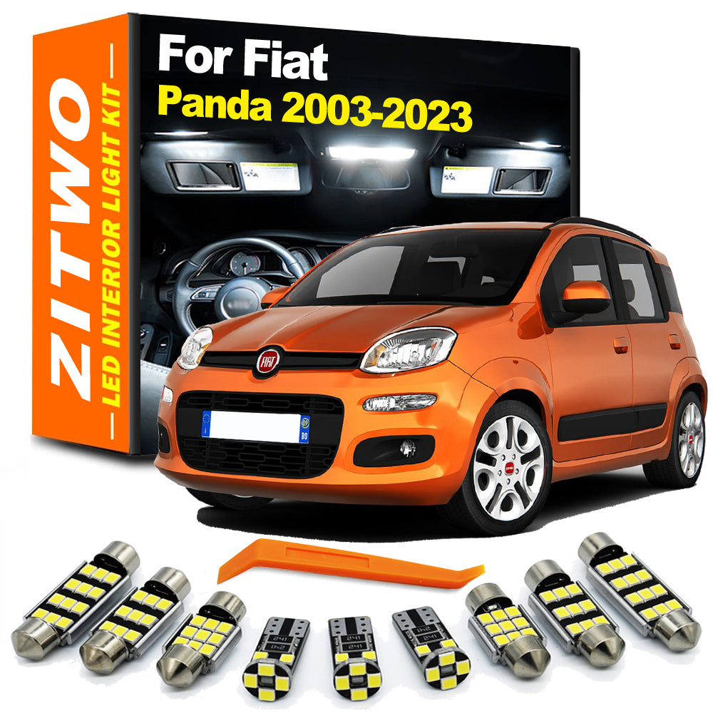 AutoGlowLED LED Interior Light Kit for Fiat Panda 2003-2023 Dome & Trunk Bulbs