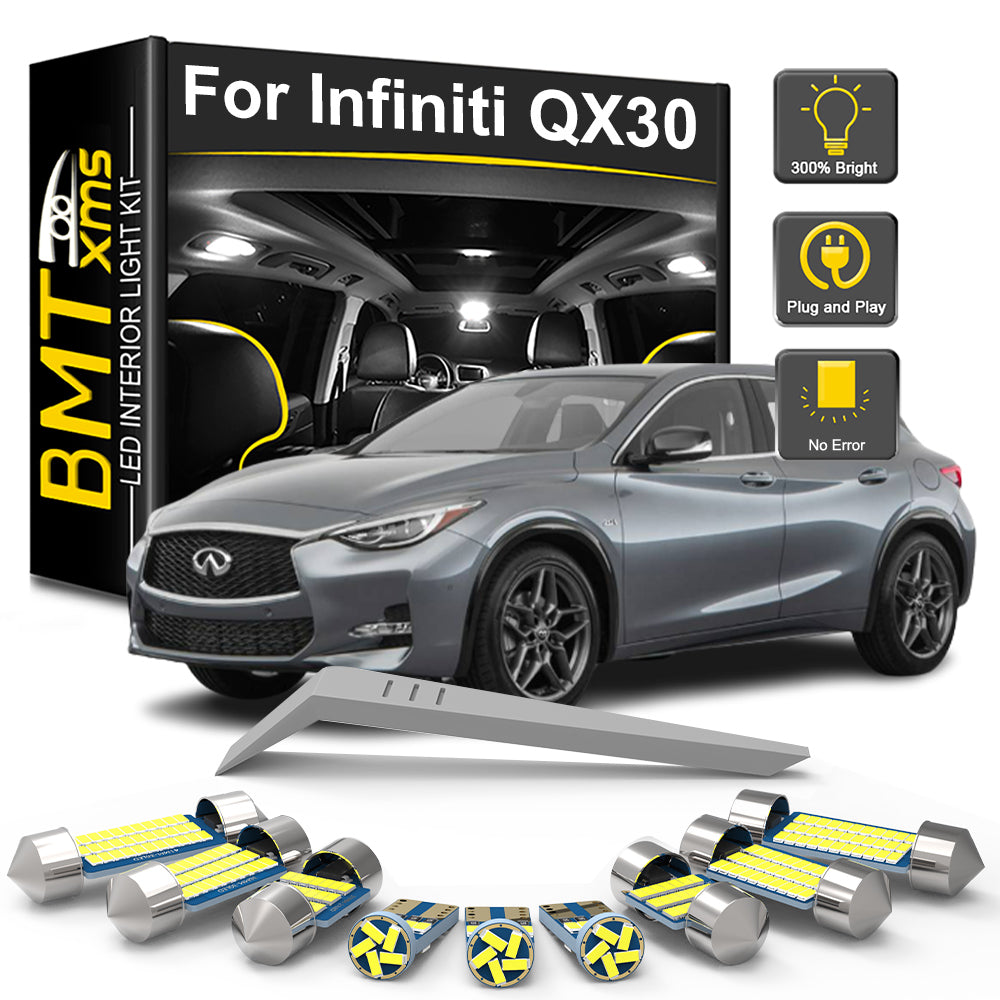 AutoGlowLED 7Pcs Canbus LED Interior Light Kit for Infiniti QX30 2015-2019