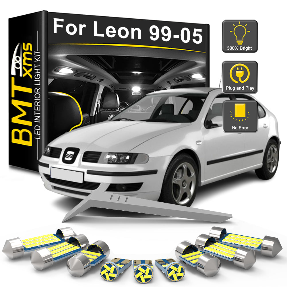 AutoGlowLED 14Pc Canbus Error Free LED Interior Light Kit for Seat Leon MK1 1M 1999-2005