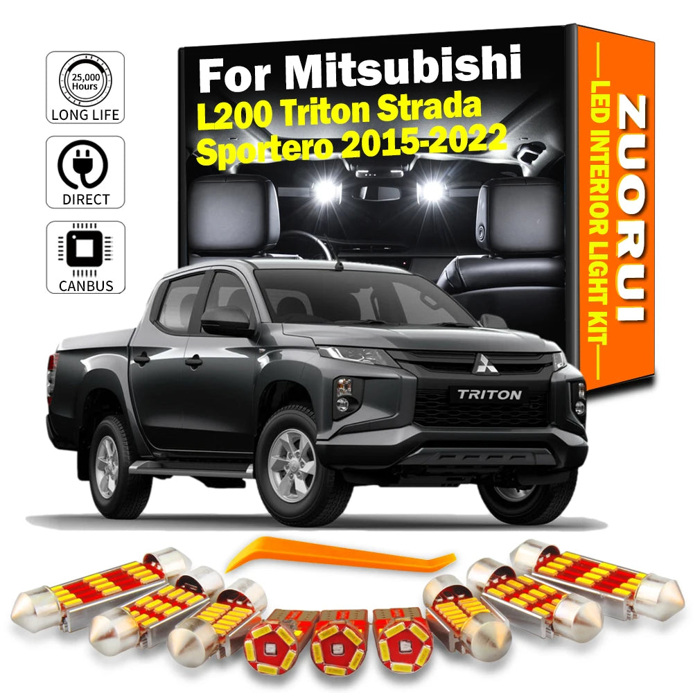 AutoGlowLED 11Pc LED Interior Light Kit for Mitsubishi L200 Triton Strada Sportero 2015-2022