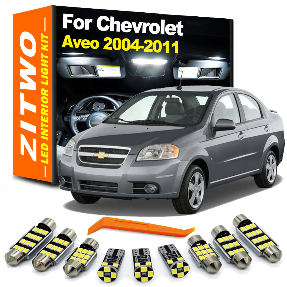 AutoGlowLED 9Pcs LED Interior Light Kit for Chevrolet Chevy Aveo 2004-2011