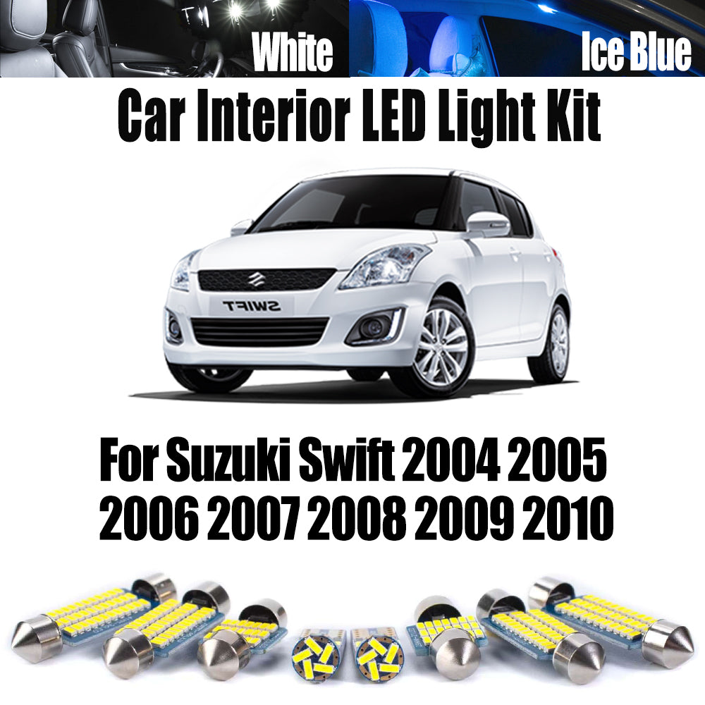 AutoGlowLED 8Pcs Canbus LED Interior Dome Trunk Bulb Kit for Suzuki Swift 2004-2010