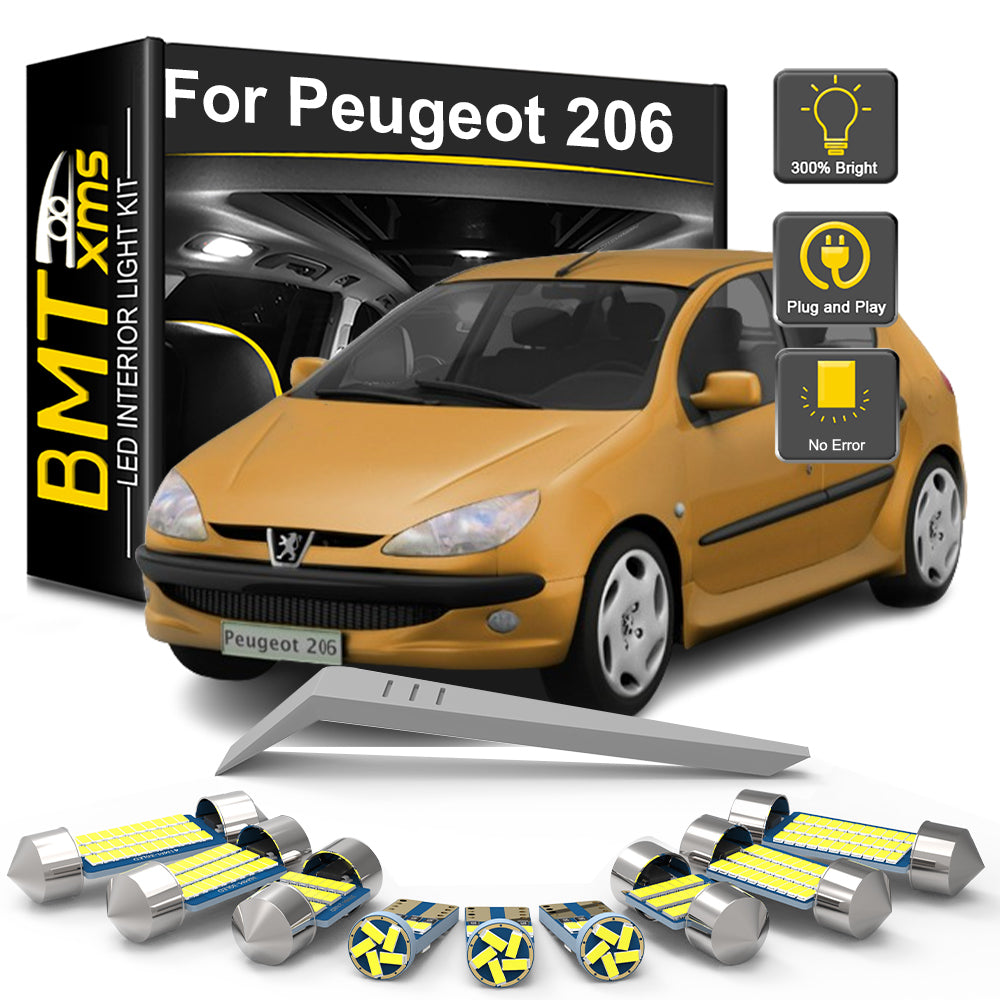 AutoGlowLED 8Pcs Canbus LED Interior Light Kit for Peugeot 206 1998-2013