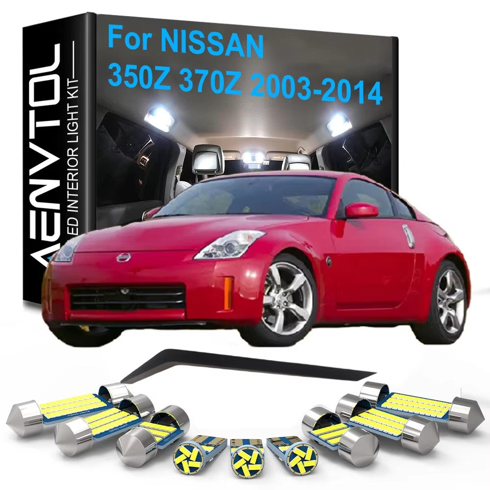 AutoGlowLED LED Interior Light Kit for Nissan 350Z 370Z 2003-2014 12pcs Canbus
