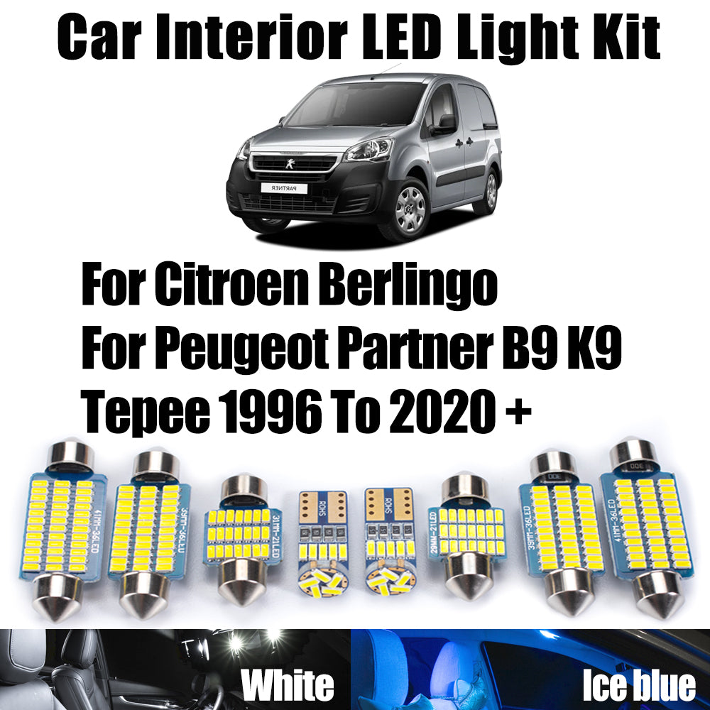AutoGlowLED Canbus Interior LED Light Kit for Citroen Berlingo Peugeot Partner B9 K9 Tepee 1996-2020