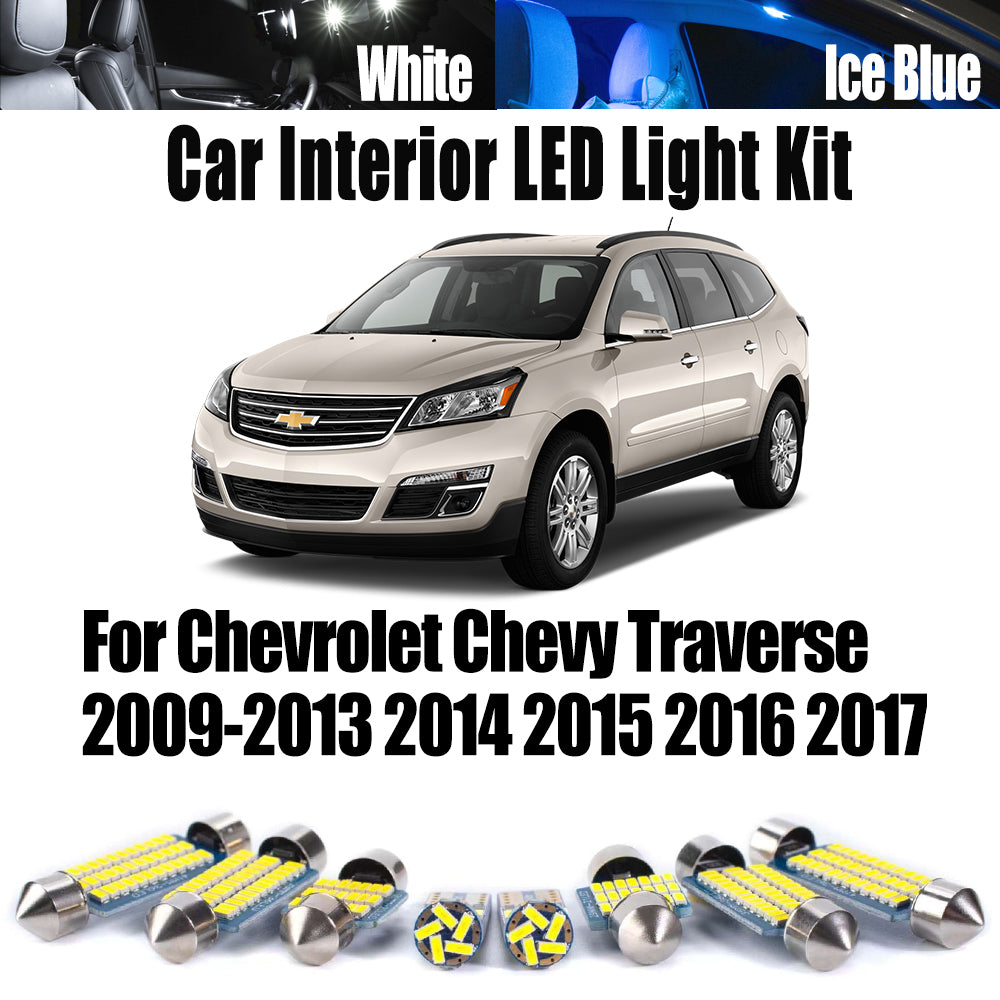 AutoGlowLED 13Pc Canbus LED Interior Light Kit for Chevrolet Traverse 2009-2017