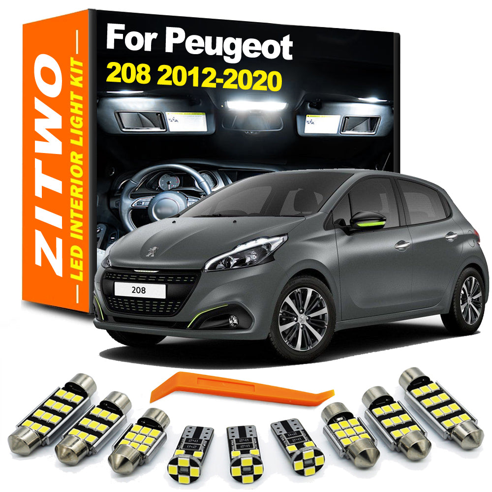 AutoGlowLED 8Pcs Canbus LED Interior Light Kit for Peugeot 208 2012-2020