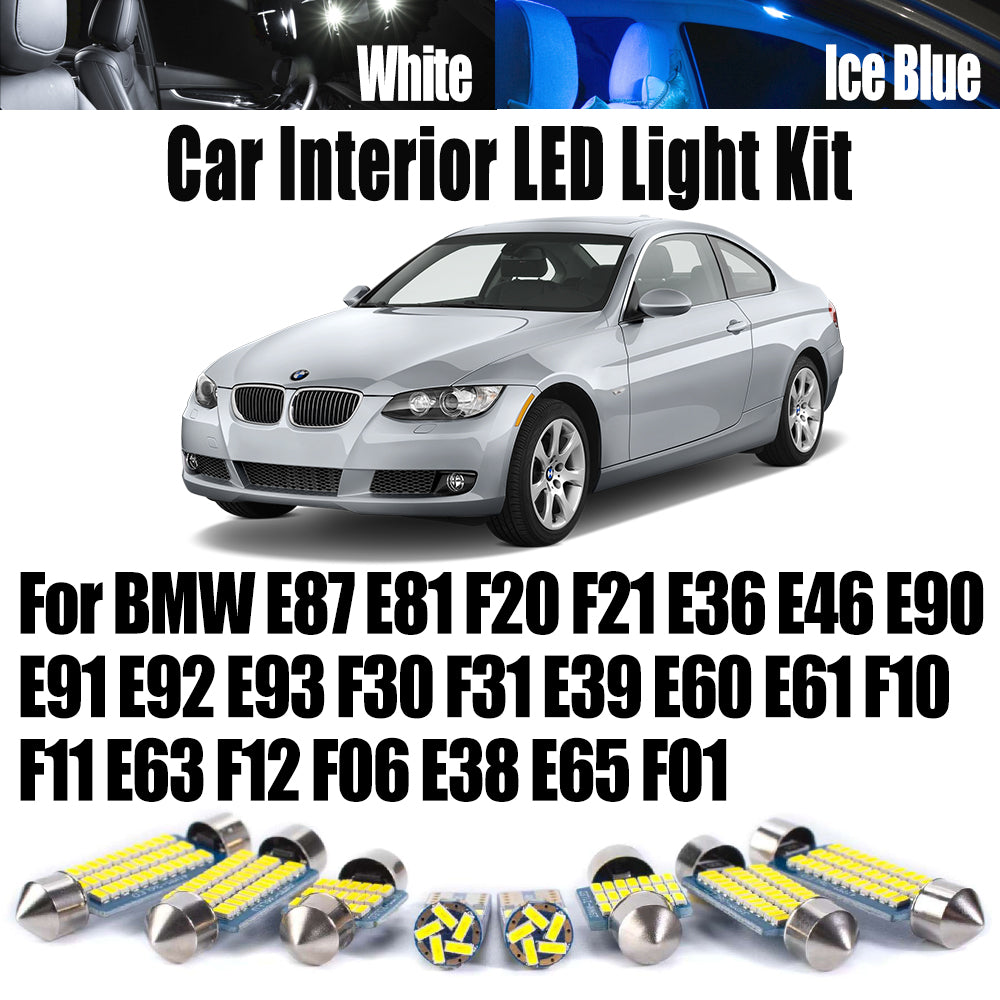 AutoGlowLED Interior LED Light Kit for BMW E87 E81 F20 F21 E36 E46 E90 E91 E92 E93 F30 F31 E39 E60 E61 F10 F11 E63 F12 F06 E38 E65 F01
