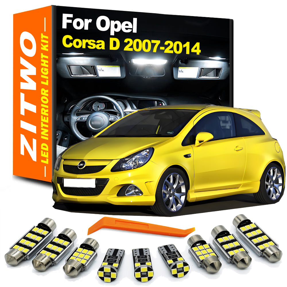 AutoGlowLED 10Pcs Canbus LED Interior Light Kit for Opel Vauxhall Corsa D 2007-2014