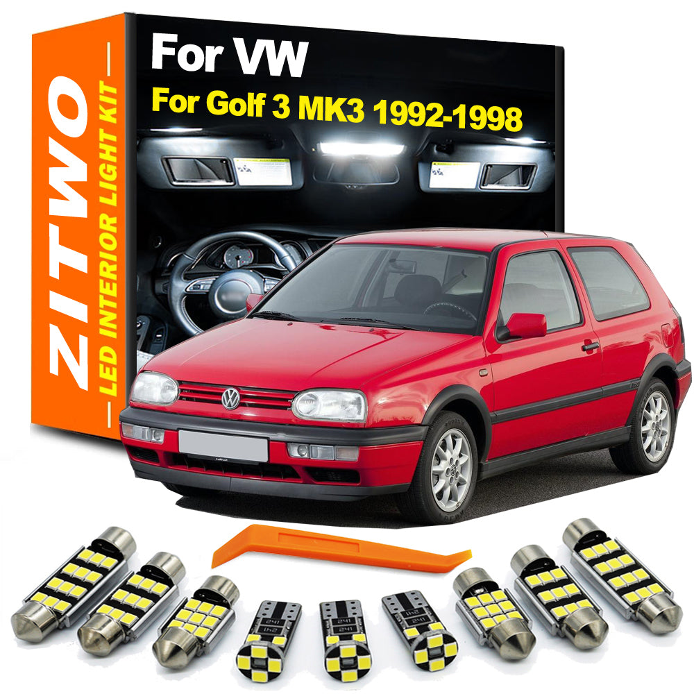 AutoGlowLED 10Pcs Canbus LED Interior Light Kit for VW Golf 3 MK3 1992-1998