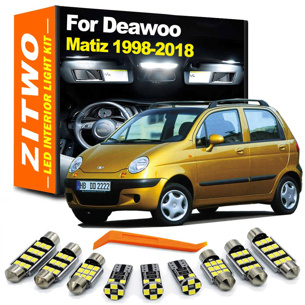 AutoGlowLED LED Interior Light Kit for Daewoo Matiz 1998-2018 Dome Map Trunk Bulbs