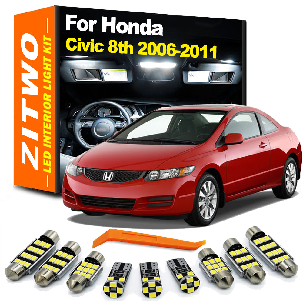 AutoGlowLED 9Pcs Canbus LED Interior Light Kit for Honda Civic 8th Gen 2006-2011