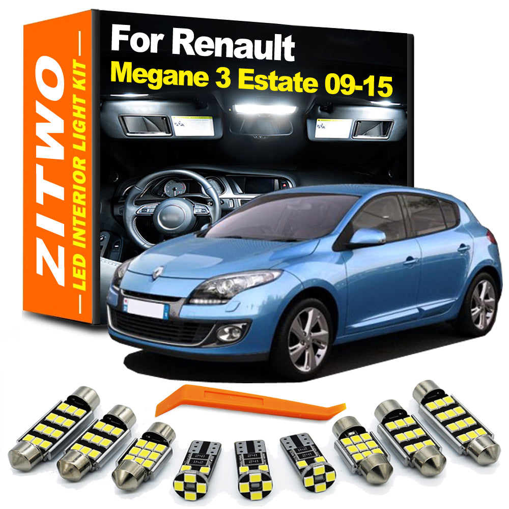 AutoGlowLED 16-Piece LED Interior Light Kit for Renault Megane Estate Grandtour Wagon MK3 2009-2015