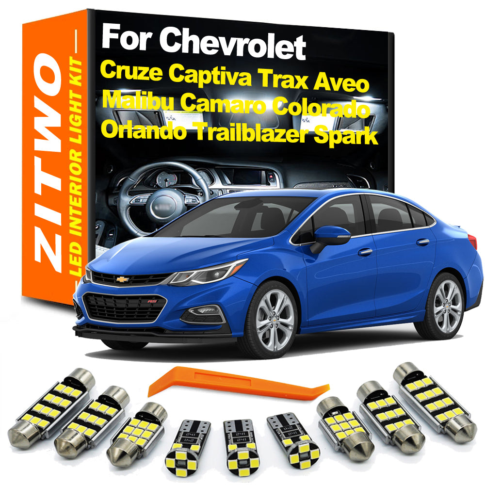 AutoGlowLED LED Interior Light Kit for Chevy Cruze, Captiva, Trax, Malibu, Aveo, Spark, Camaro, Trailblazer, Colorado, Onix