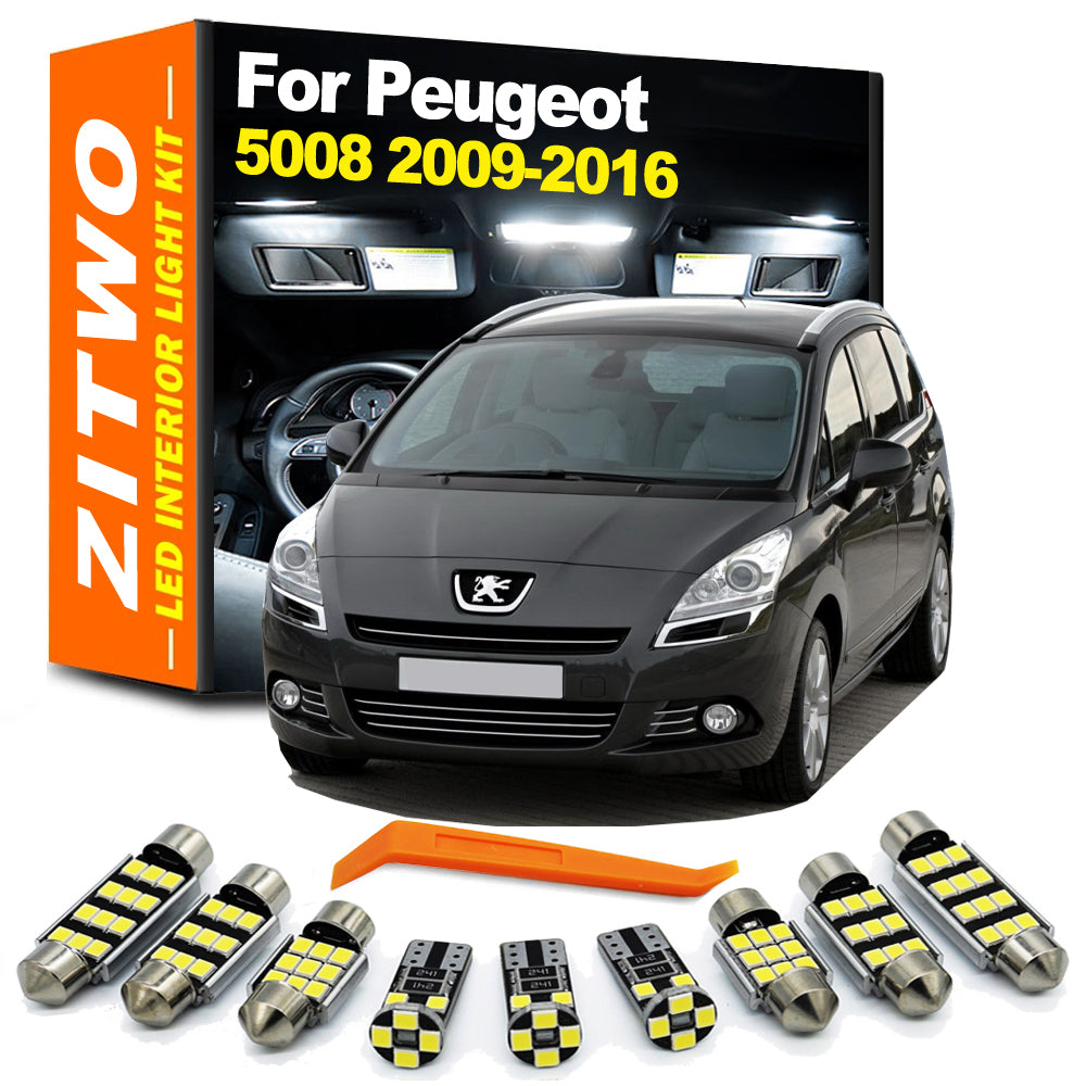 AutoGlowLED 22-Piece LED Interior Light Kit for Peugeot 5008 I MK1 2009-2016