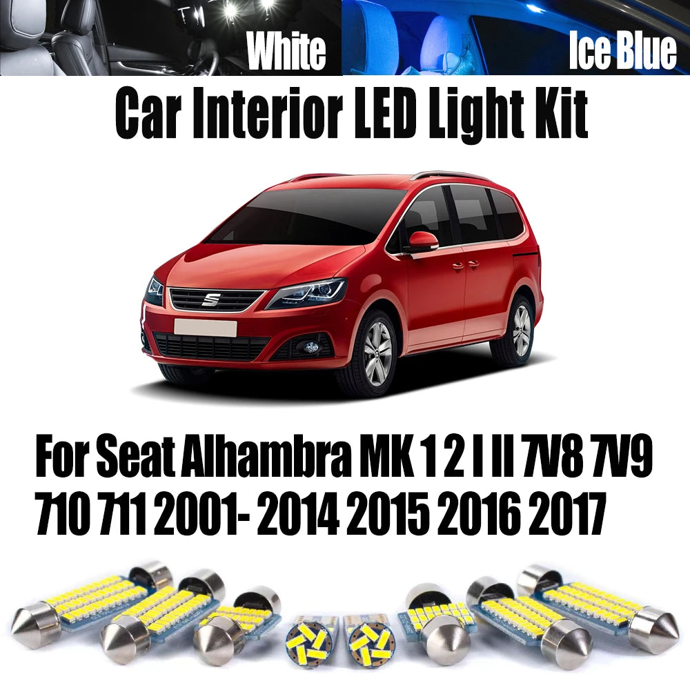 AutoGlowLED LED Interior Light Kit for Seat Alhambra MK1 MK2 Canbus Error Free