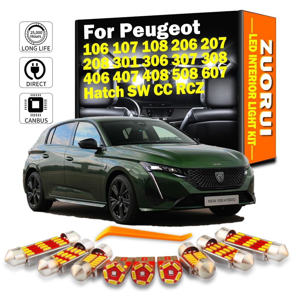 AutoGlowLED Canbus LED Interior Light Kit for Peugeot 106-607