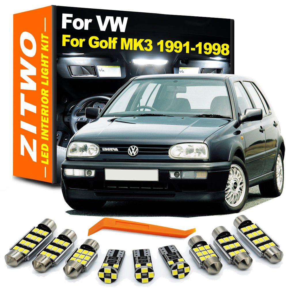 AutoGlowLED 10pc LED Interior Light Kit for VW Golf 3 MK3 1991-1998