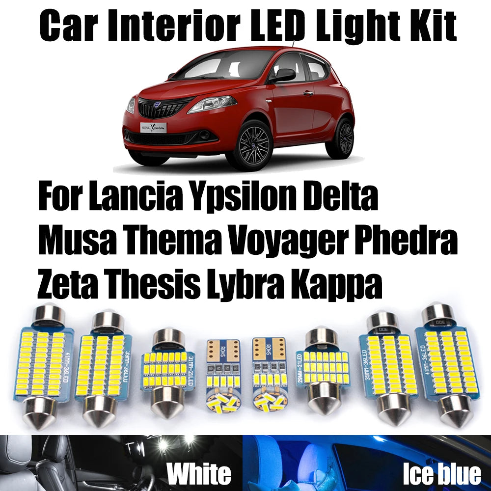 AutoGlowLED Canbus LED Interior Dome Light Kit for Lancia Ypsilon Delta Musa
