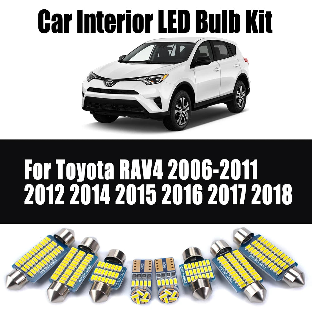 AutoGlowLED 10Pcs Interior Dome Reading Light LED Bulbs Kit for Toyota RAV4 2006-2018