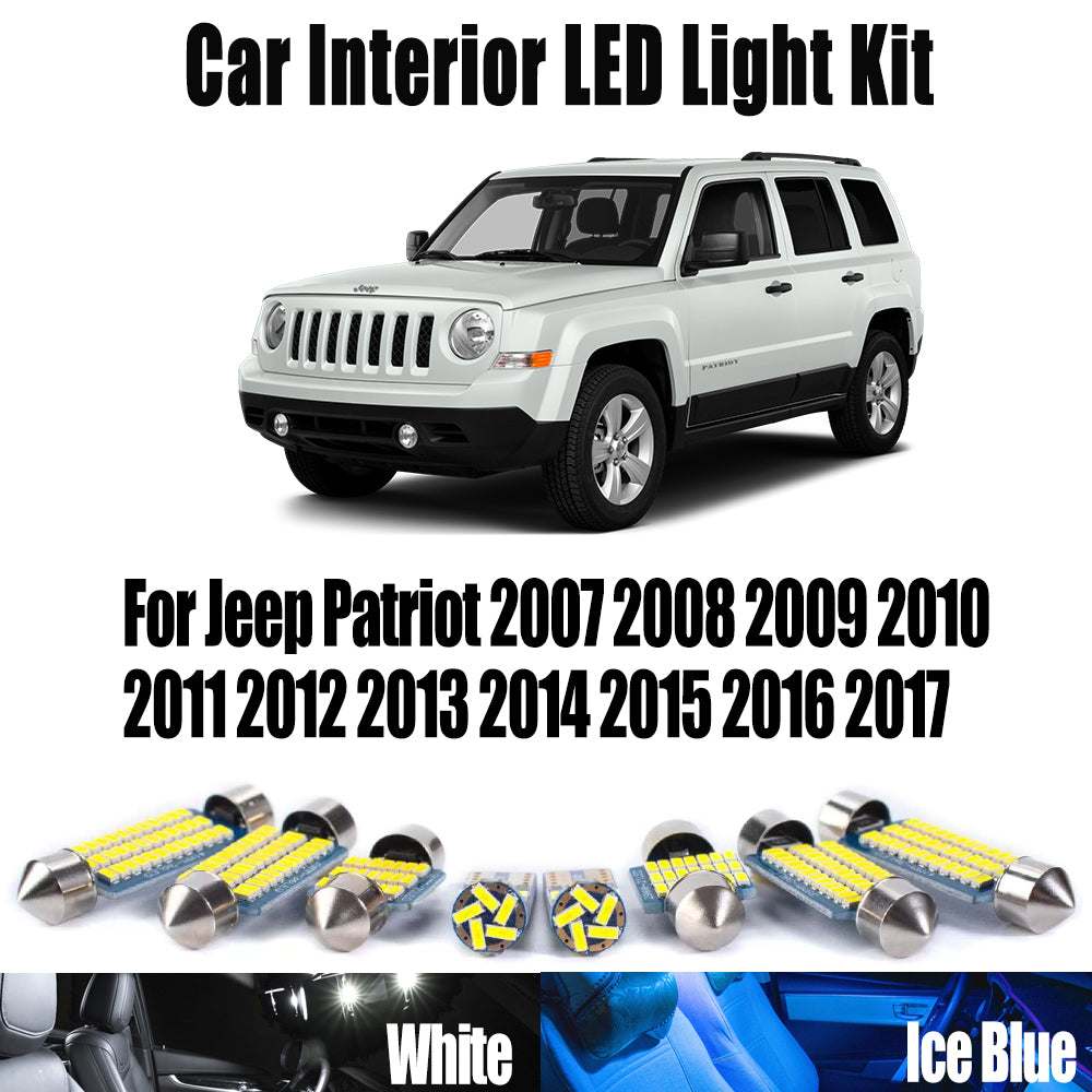 AutoGlowLED 8Pcs Canbus LED Interior Light Kit for Jeep Patriot 2007-2017
