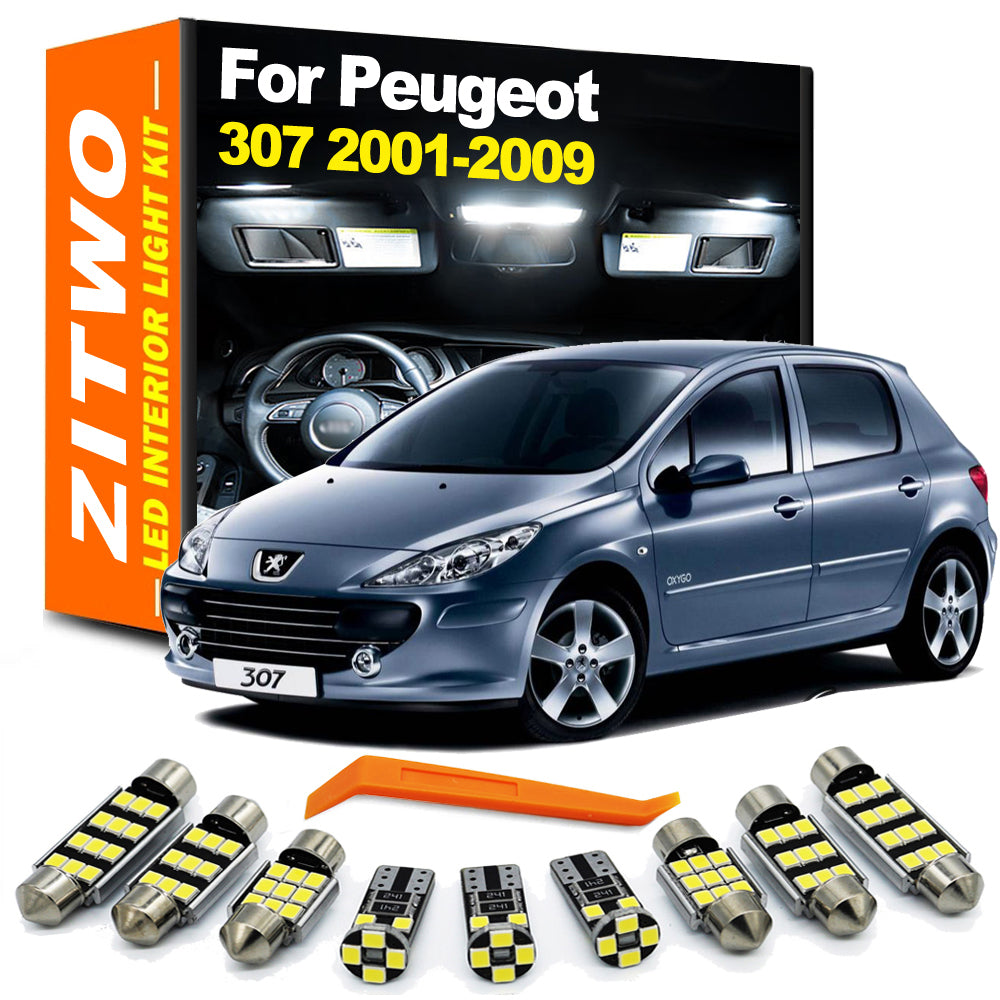AutoGlowLED 16Pcs LED Interior Light Kit for Peugeot 307 Hatchback SW Sedan 2001-2009