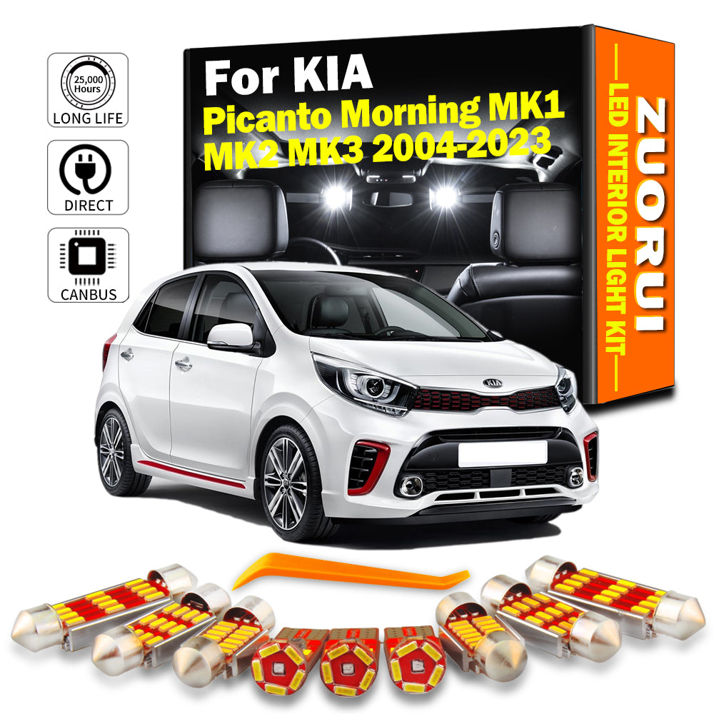 AutoGlowLED Canbus Interior LED Light Kit for KIA Picanto Morning MK1 MK2 MK3 2004-2023