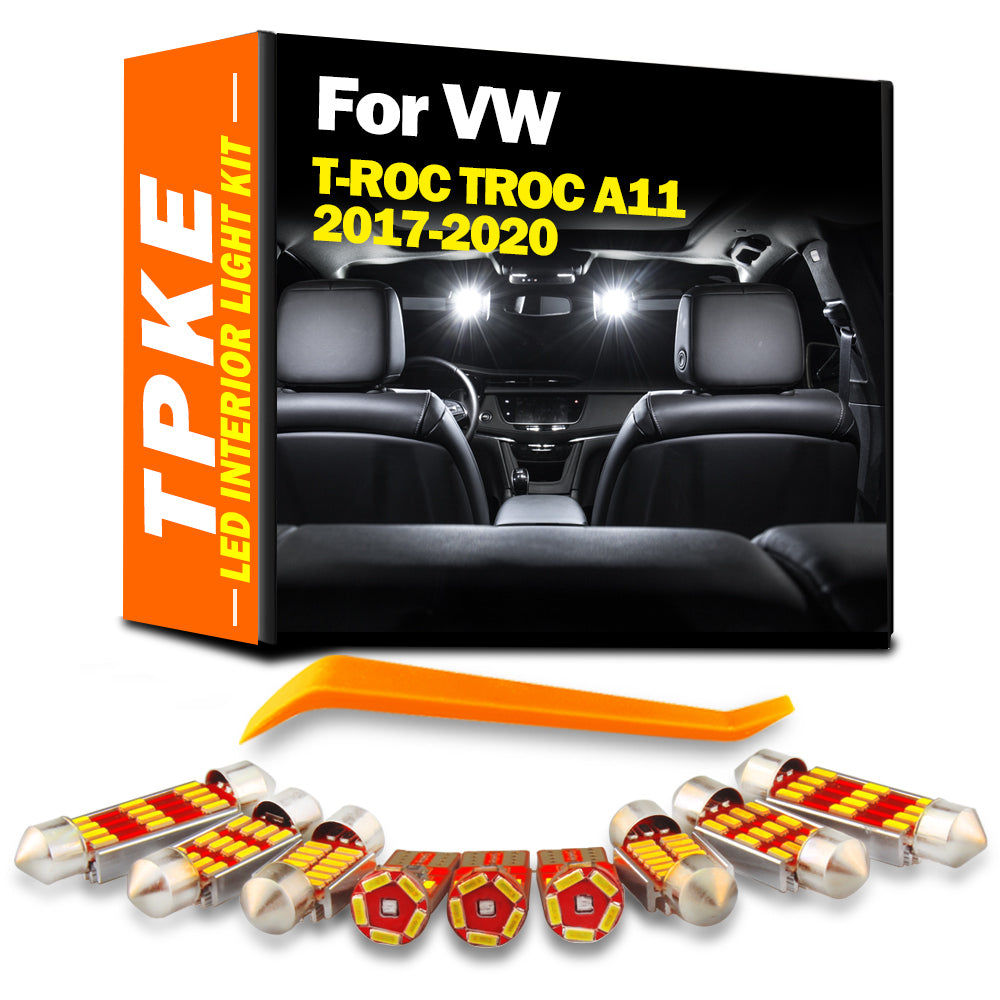AutoGlowLED 9Pcs LED Interior Light Kit for VW T-ROC 2017-2020 Canbus