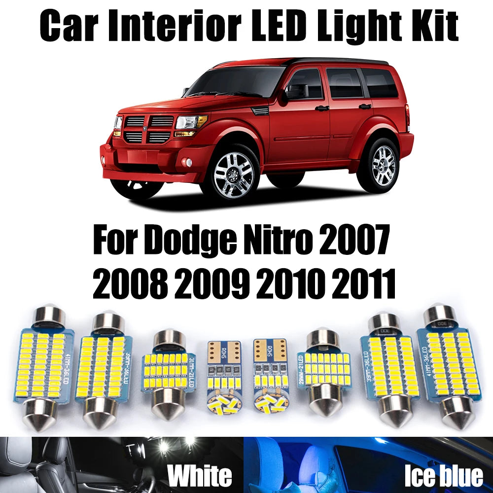AutoGlowLED 8Pc LED Interior Light Kit for Dodge Nitro 2007-2011 Canbus
