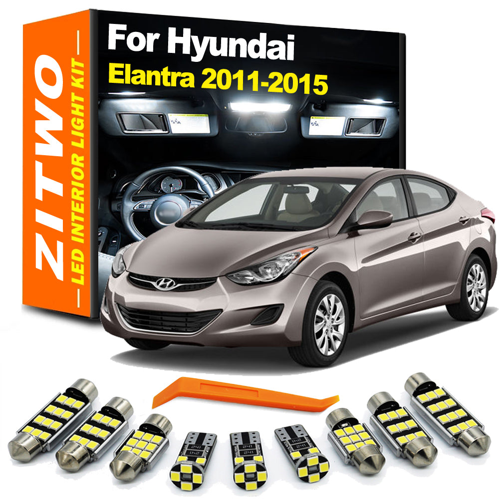 AutoGlowLED 10Pcs LED Interior Light Kit for Hyundai Elantra 2011-2015 Dome Map License