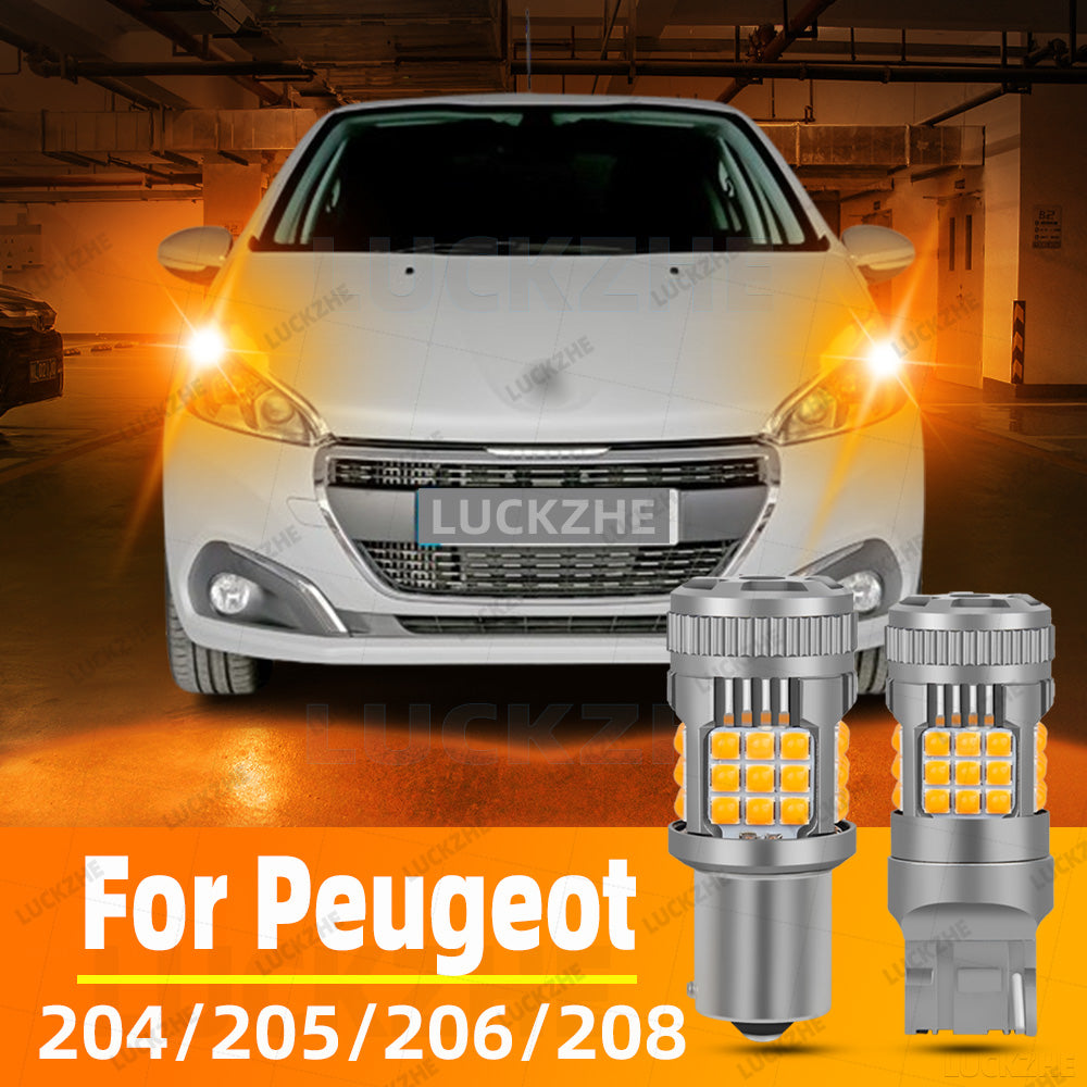 AutoGlowLED 2pcs Car LED Turn Signal Light Bulbs Amber for Peugeot 204 205 206 208 CC SW Van