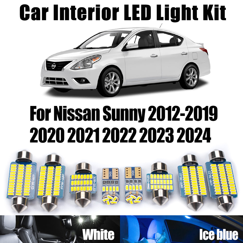 AutoGlowLED Canbus LED Interior Light Kit for Nissan Sunny 2012-2024, 10Pcs