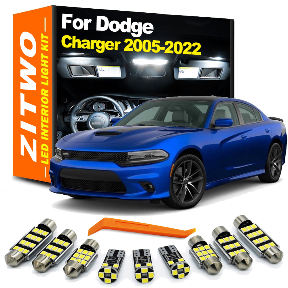 AutoGlowLED LED Interior Light Kit for Dodge Charger 2005-2022 Door Trunk Dome Map Bulbs